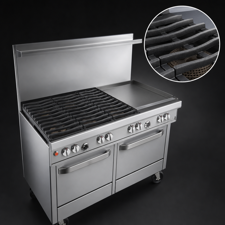 Product image #4 for Southbend Ultimate 48-Inch Gas Restaurant Range with 2 Non-Clog Burners, 36-Inch Griddle, and 2 Space Saver Ovens