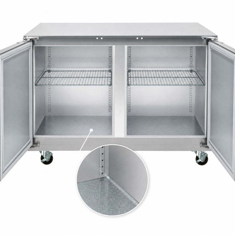 Product image #4 for Traulsen Dealer's Choice 48-Inch Two-Section Undercounter Freezer with Solid Doors, Right/Right Hinged, Stainless Steel Back