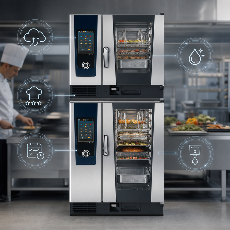 Product image #4 for RATIONAL iCombi Pro Combi-Duo Double-Stack Electric Combi Oven, 6-Half Size Over 10-Half Size, 208/240V, 3-Phase, AutoDose