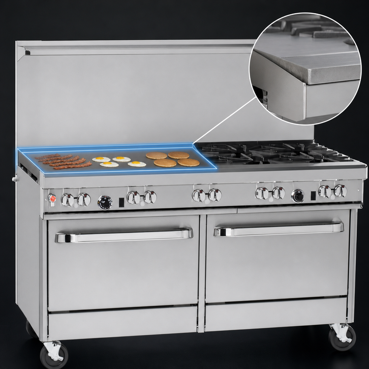 Product image #4 for Southbend Ultimate 60-Inch Commercial Gas Range with 4 Open Burners, 36-Inch Griddle, and 2 Cabinets