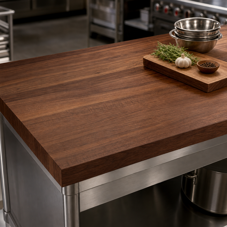 Product image #4 for John Boos Boos Block American Black Walnut Kitchen Countertop, 132 x 48 x 3 Inch, Edge Grain, Varnique Finish