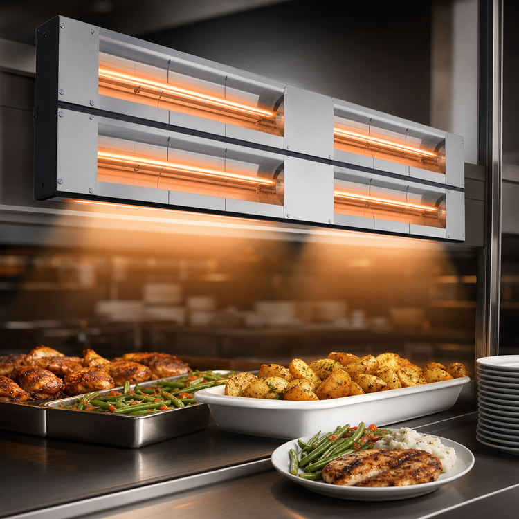 Product image #4 for Hatco Glo-Ray® Max Watt Lighted Dual Infrared Strip Heater, 42 Inch, 6 Inch Spacer