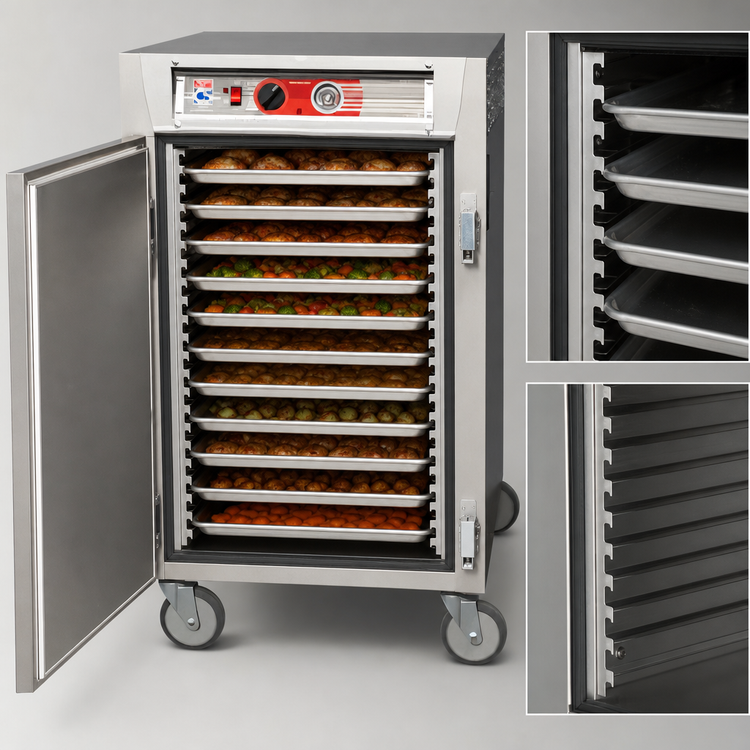 Product image #4 for Metro C5 6 Series Mobile Half-Height Pass-Thru Heated Holding Cabinet with Solid Doors, 17 Full-Size Sheet Pan Capacity, 120V