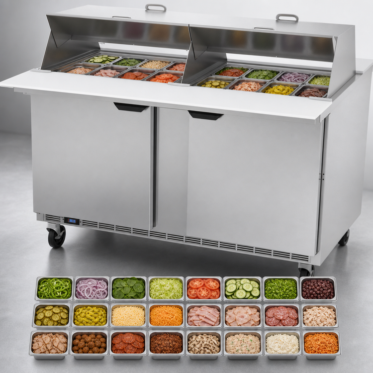 Product image #4 for Beverage-Air Dual-Sided Mega Top Sandwich Prep Table