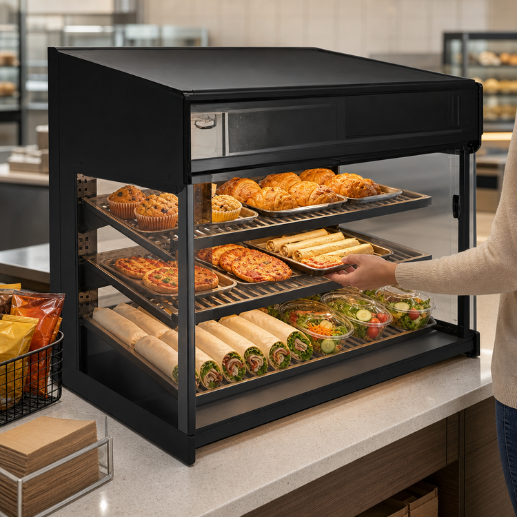 Product image #4 for Hatco Flav-R-Savor Air Curtain Heated Countertop Food Display Cabinet, Self-Service, 3-Shelf, 36-Inch Wide