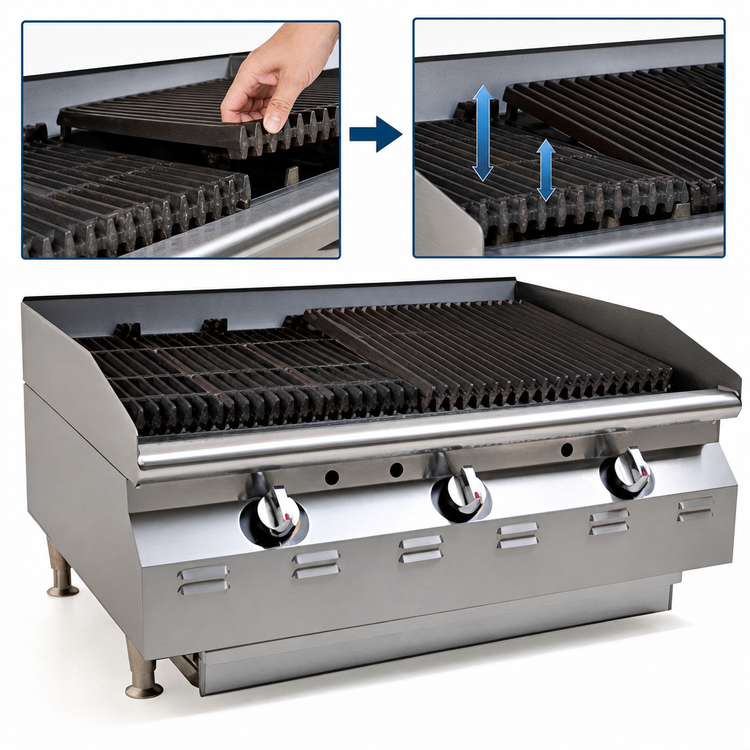 Product image #4 for RedHots Chef Line 36-Inch Countertop Natural Gas Lava Rock Charbroiler