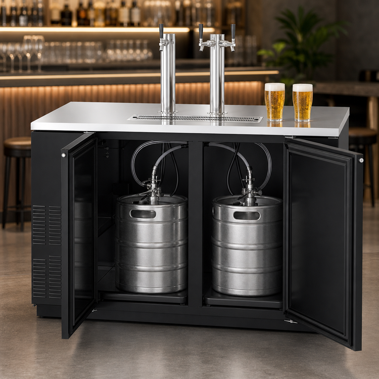 Product image #4 for Hoshizaki DD59 Two-Section Direct Draw Draft Beer Cooler, 59-1/2 Inch Wide, 18.45 Cu. Ft., Holds (2) 1/2 Kegs