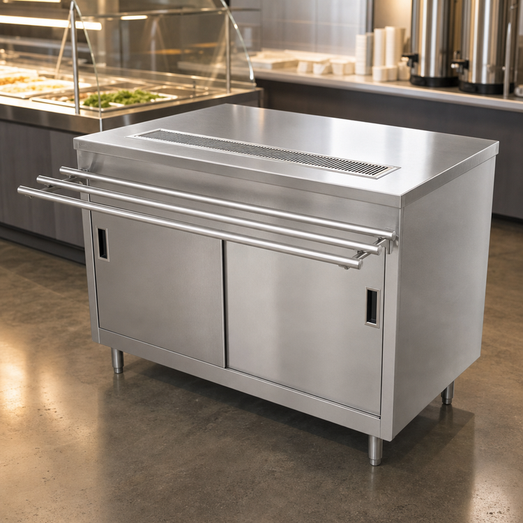 Product image #4 for 48-Inch Self-Serve Stainless Steel Urn Stand Counter with Sliding Doors