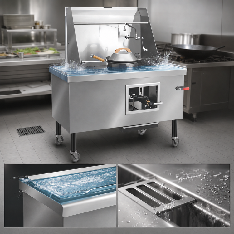 Product image #4 for Imperial ICRA-3 84-Inch Gas Wok Range with 3 Burners, Water-Cooled Top, and Built-In Drain System