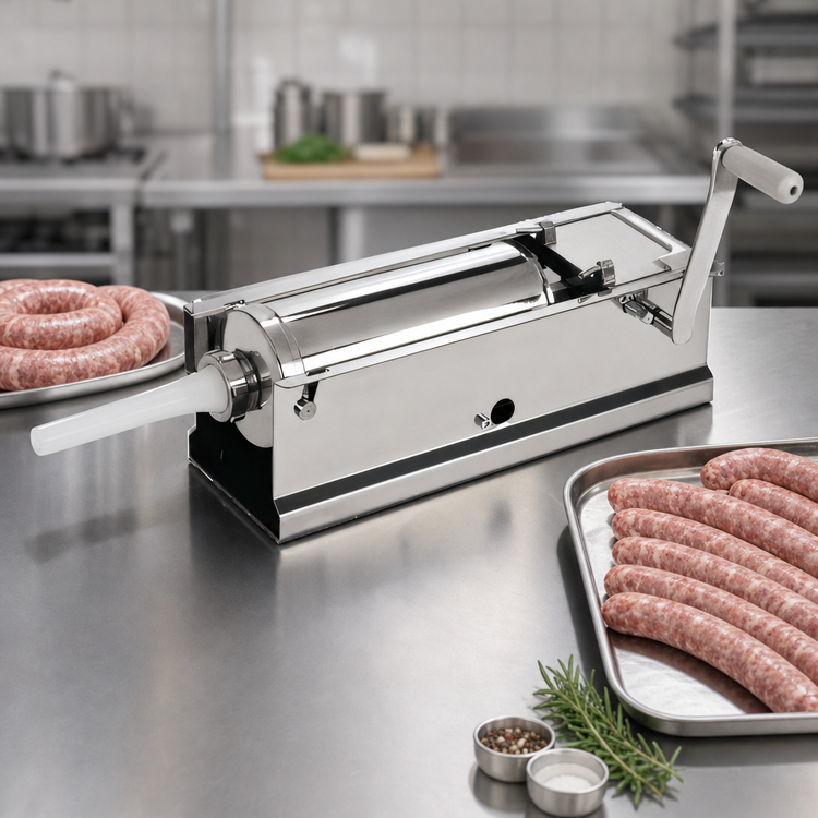 Product image #4 for Trento 18 lb Manual 2-Speed Horizontal Gear Drive Sausage Stuffer with Stainless Steel Cylinder and Sides