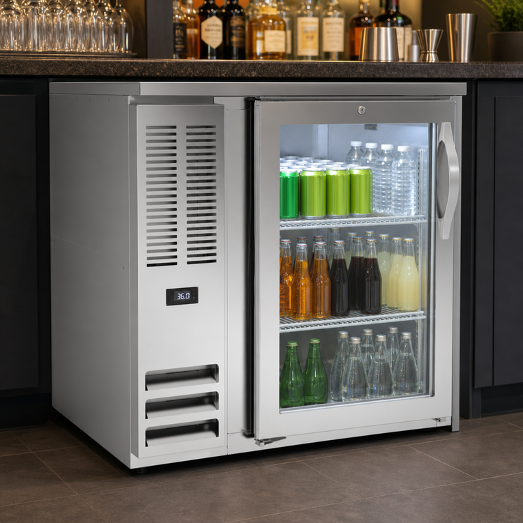 Product image #4 for Beverage-Air 36-Inch Food-Rated Stainless Steel Back Bar Cooler with Glass Door