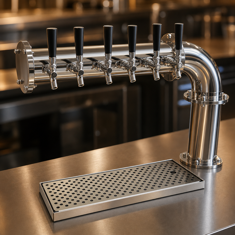 Product image #5 for Pipe Cantilever Countertop Air-Cooled Draft Dispensing Tower with 6 Stainless Steel Faucets