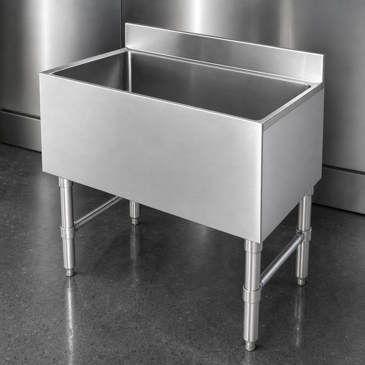 Product image #5 for Underbar Stainless Steel Ice Chest with 7-Circuit Cold Plate, 30 x 18 x 29 Inches, 100 lb. Capacity