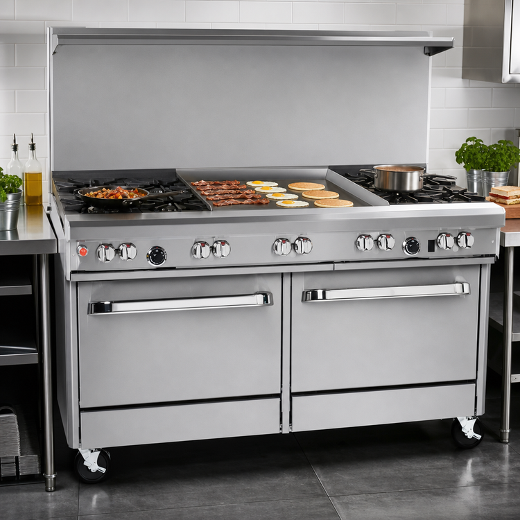 Product image #4 for Southbend Ultimate 60-Inch Gas Restaurant Range with 4 Non-Clog Burners, 36-Inch Griddle and 2 Convection Ovens