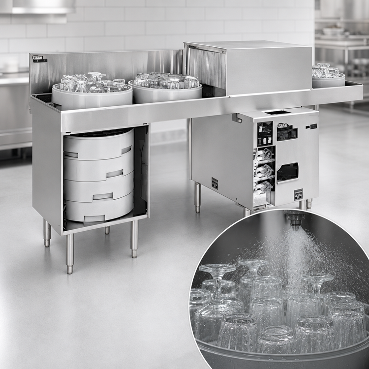 Product image #4 for Glastender GT-18+2-78R Side-To-Side Pass-Thru Glasswasher Station with Left and Right Drain Tables