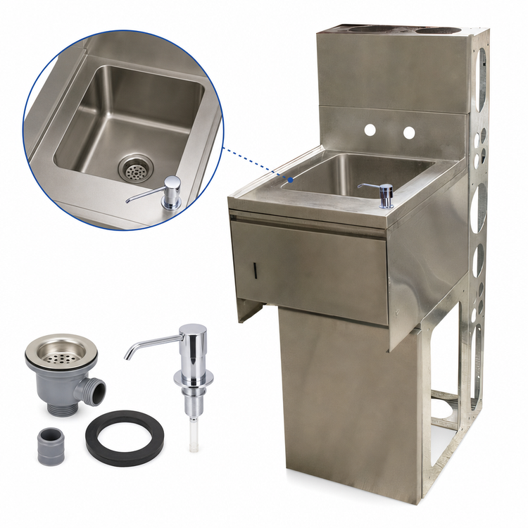 Product image #4 for BK Resources 15-Inch Underbar Dump Sink with 1 Compartment, 4-Inch Backsplash and Included Accessory Package