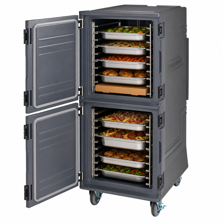 Product image #5 for Cambro Pro Cart Ultra Electric Bottom-Heated Front-Loading Insulated Food Pan Carrier, 2-Compartment, 110V