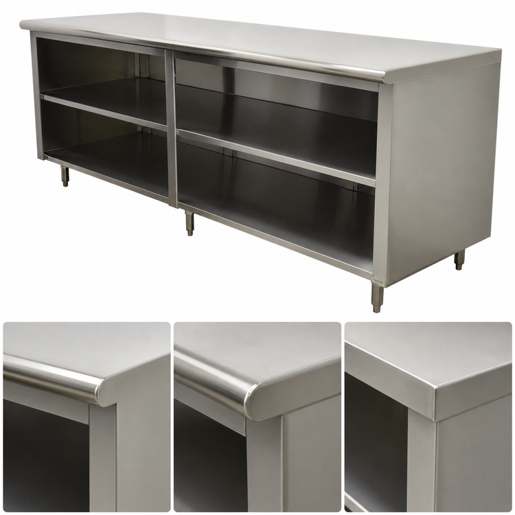 Product image #4 for Advance Tabco Special Value Economy 108 Inch x 24 Inch Open Base Stainless Steel Work Table with Mid-Shelf