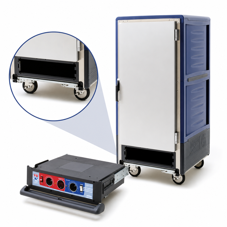 Product image #4 for Metro C5 3 Series 3/4 Height Mobile Combination Heated Holding and Proofing Cabinet with Blue Insulation Armour and Universal Wire Slides