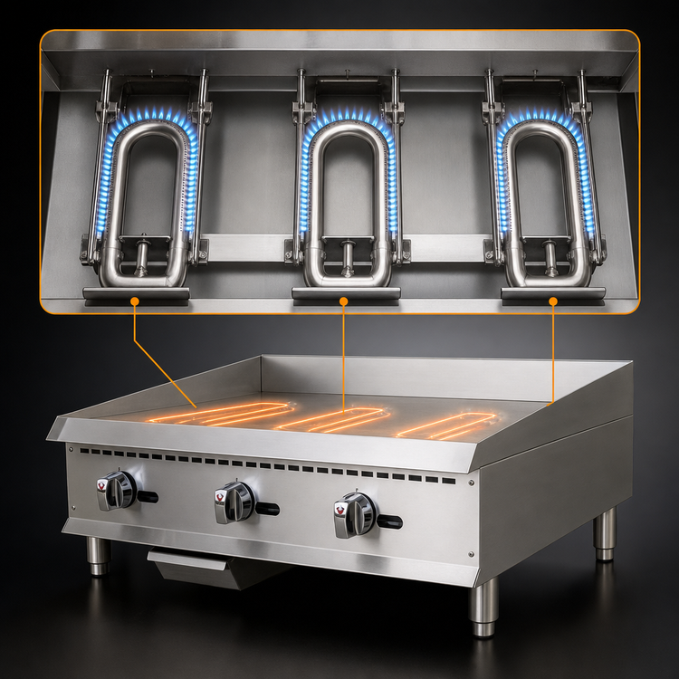 Product image #4 for IKON Cooking 36-Inch Countertop Natural Gas Thermostatic Griddle, 90,000 BTU