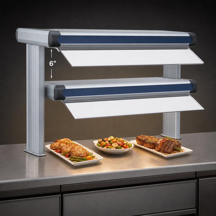 Product image #4 for Hatco Glo-Ray Designer Dual Unlighted Infrared Strip Heater, 69-1/2-Inch Wide, 6-Inch Spacing, High Wattage, Aluminum, 14-Inch Stands