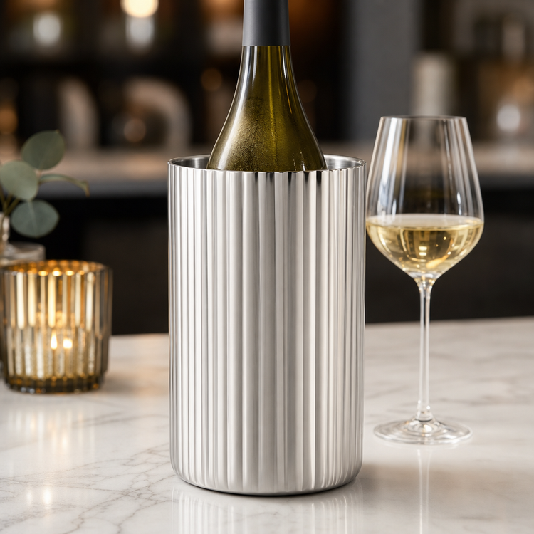 Product image #5 for American Metalcraft Fluted Double-Wall Stainless Steel Wine Cooler