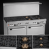 Thumbnail image #4 for Southbend Ultimate 60-Inch Commercial Gas Range with 9 Burners, Convection Oven and Cabinet Base