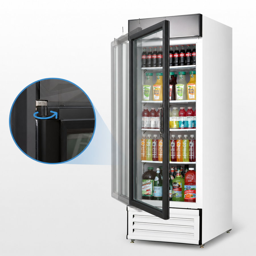 Field-Reversible Self-Closing Glass Door