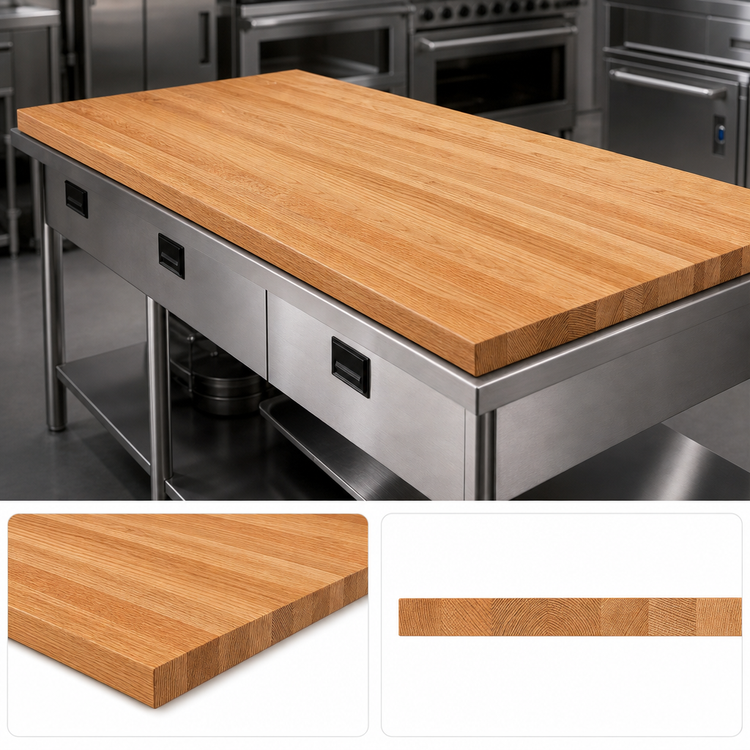 Product image #4 for Appalachian Red Oak Edge Grain Island Countertop, 84 x 36 x 1-1/2 in., Varnique Finish