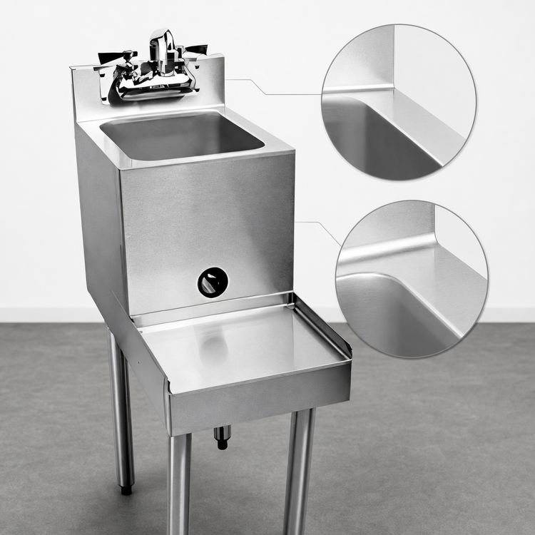 Product image #4 for CHOICE Freestanding Stainless Steel Underbar Blender Station with Sink and Backsplash, 12" x 24"