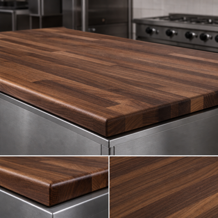 Product image #4 for Boos Block American Black Walnut Blended Edge Grain Kitchen Countertop with Varnique Finish, 60 x 42 x 1-1/2 Inch