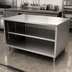 Thumbnail image #4 for BK Resources 48 x 24 Inch Stainless Steel Chef Table with Open Front Cabinet Base