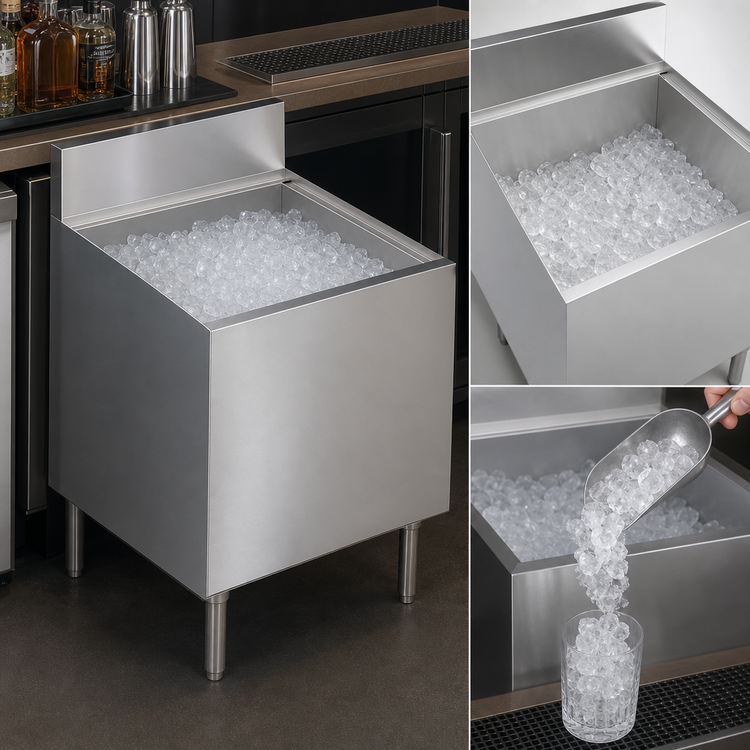 Product image #4 for Krowne Royal Series 24 x 24-Inch Underbar Ice Bin/Cocktail Unit with 10-Circuit Cold Plate, 121-Lb Capacity