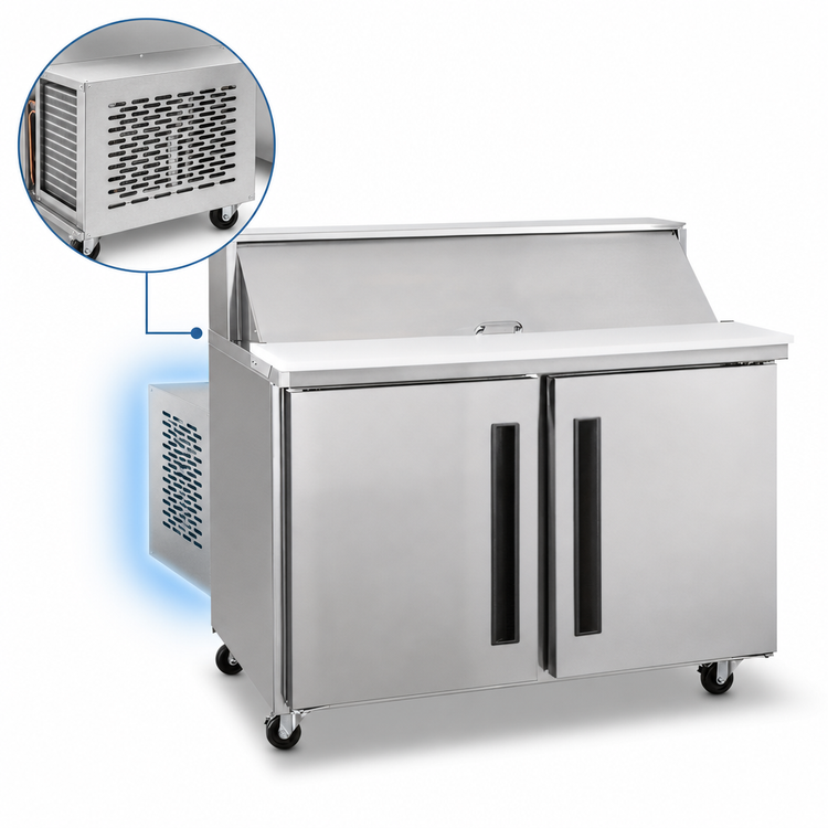 Product image #4 for Centerline by Traulsen 48-Inch Two-Section Mega Top Prep Table Refrigerator with Solid Right/Right Doors