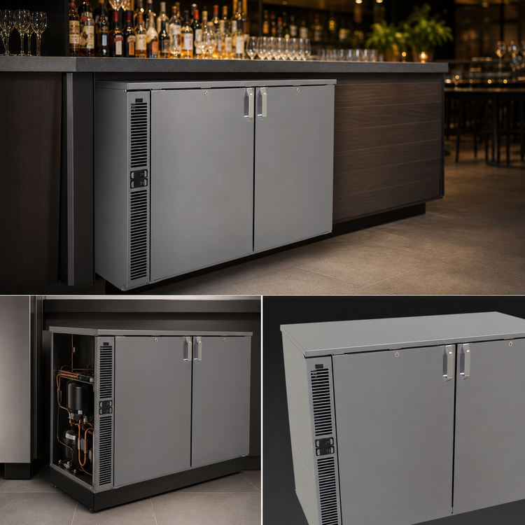 Product image #4 for Glastender C2SB48 Two-Zone Side-Serviced Bar Profile Back Bar Cooler, 48-Inch, Two-Section