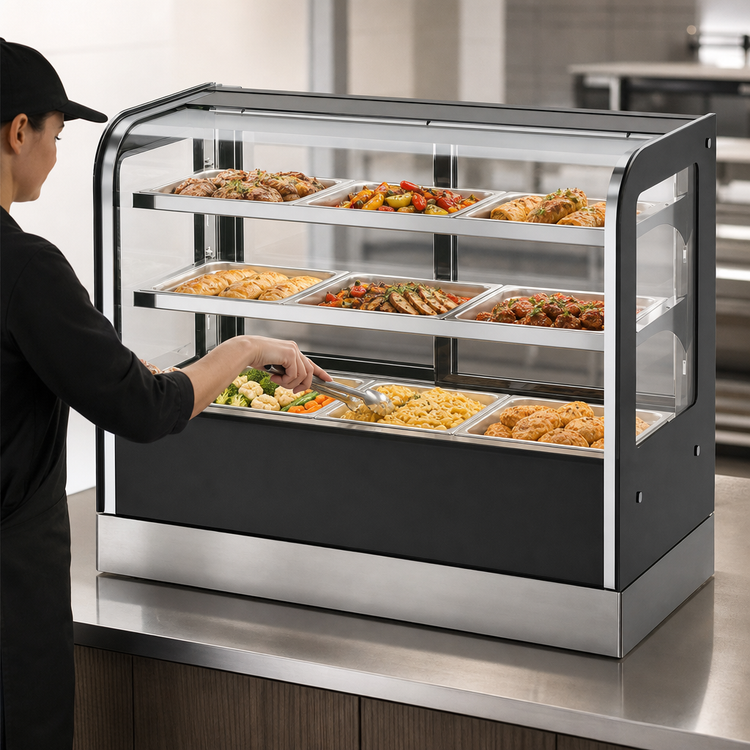 Product image #4 for Vollrath Heated Cubed Countertop Full-Service Hot Food Display Case, 60 Inch Wide