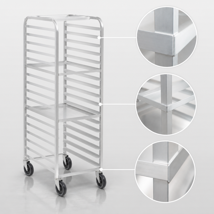 Product image #4 for Channel WA04 Walk-In End-Load Aluminum Bun Pan Rack, 13-Pan Capacity, 4-Inch Spacing