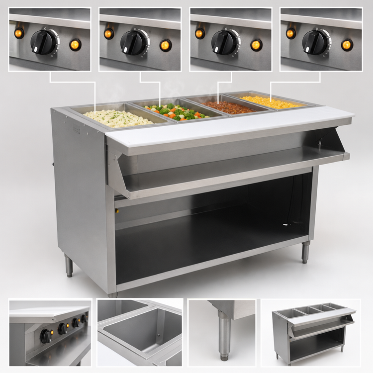 Product image #4 for Spec-Master SHT4CB-208 63.5" 4-Well Electric Sealed Hot Food Table with Sliding Doors