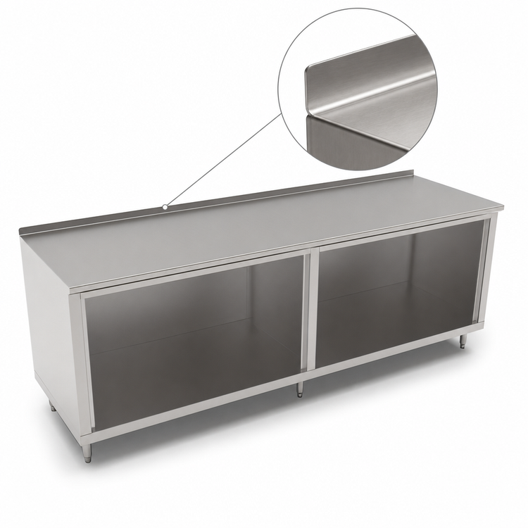 Product image #4 for John Boos Modular Base Open Front Work Table, 108"W x 36"D, 14-Gauge Stainless Steel Top, 1-1/2" Rear Riser