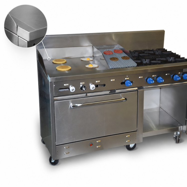 Product image #4 for Comstock-Castle 60-Inch Gas Range with 4 Star Burners, 24-Inch Griddle, 12-Inch Char-Broiler, Extra-Wide Oven and Cabinet Base