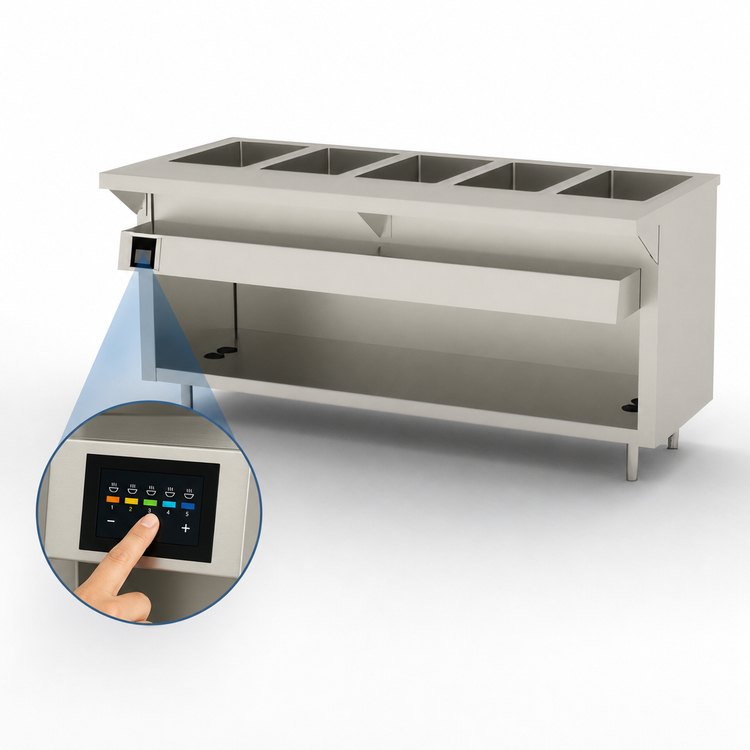Product image #4 for Thurmaduke EW-5-DLSS 5-Well Electric Deluxe Waterless Hot Food Unit