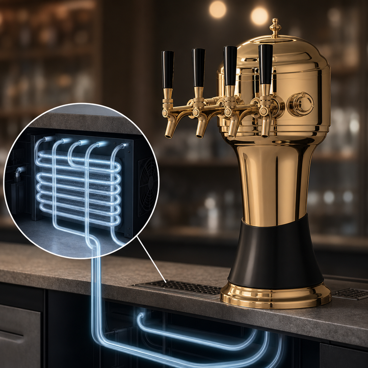 Product image #4 for Perlick Roma 4-Faucet Glycol-Cooled Countertop Draft Beer Tower