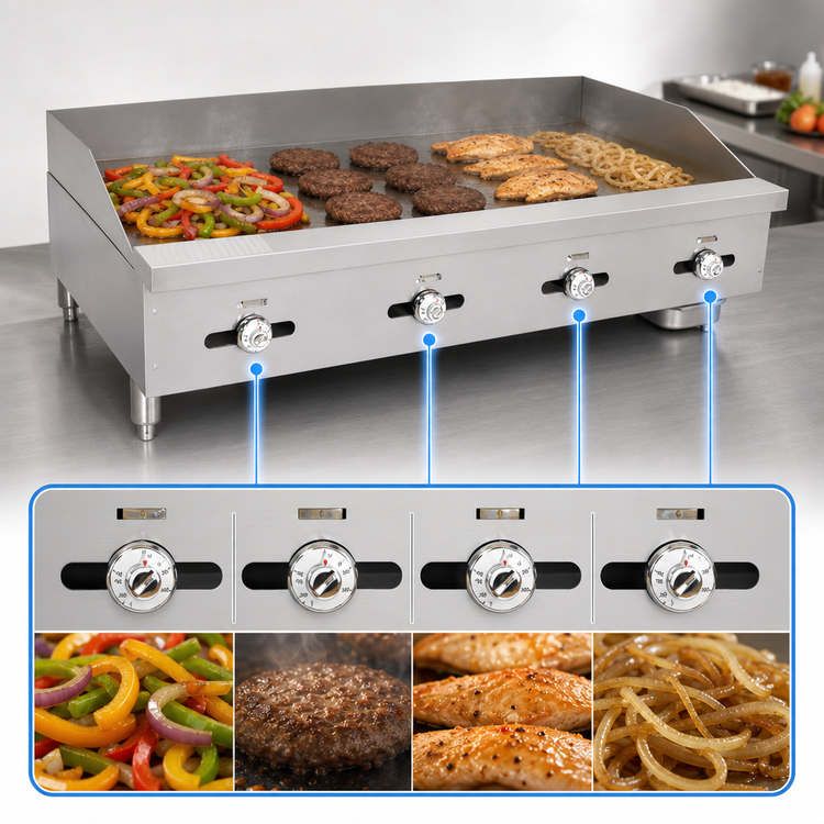 Product image #4 for Comstock-Castle FHP48-48T 48-Inch Countertop Gas Griddle with 4 Thermostat Controls