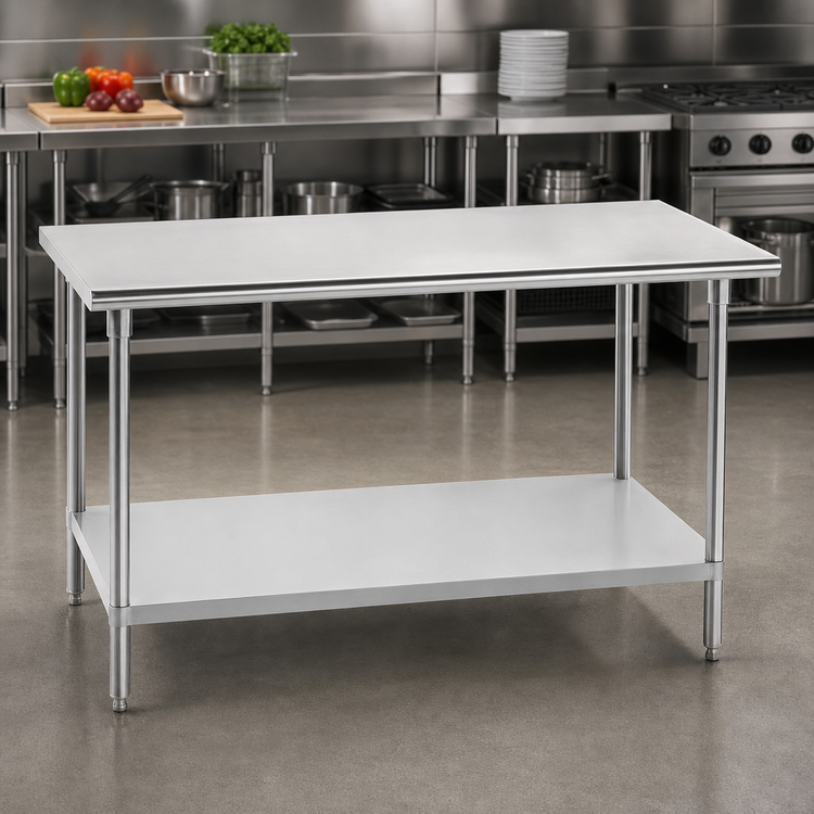 Product image #4 for Advance Tabco 108-Inch x 30-Inch 304 Stainless Steel Work Table with Adjustable Galvanized Undershelf