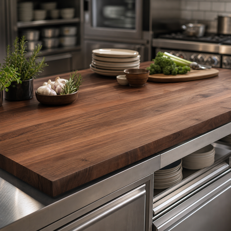 Product image #4 for John Boos Boos Block American Black Walnut Edge Grain Kitchen Countertop, 144 x 25 x 1-1/2 Inch