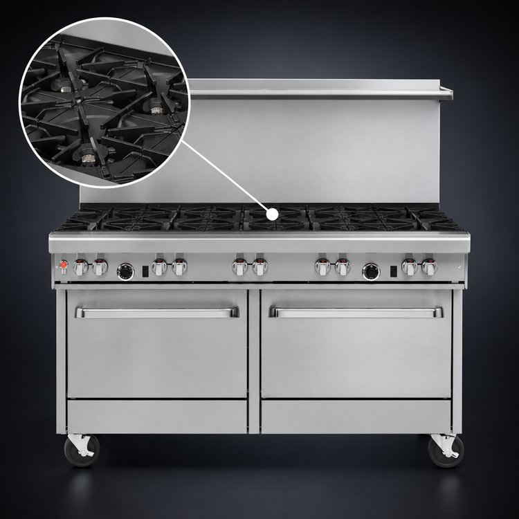 Product image #4 for Southbend Ultimate 60-Inch Commercial Gas Restaurant Range with 9 Open Burners and 2 Convection Ovens
