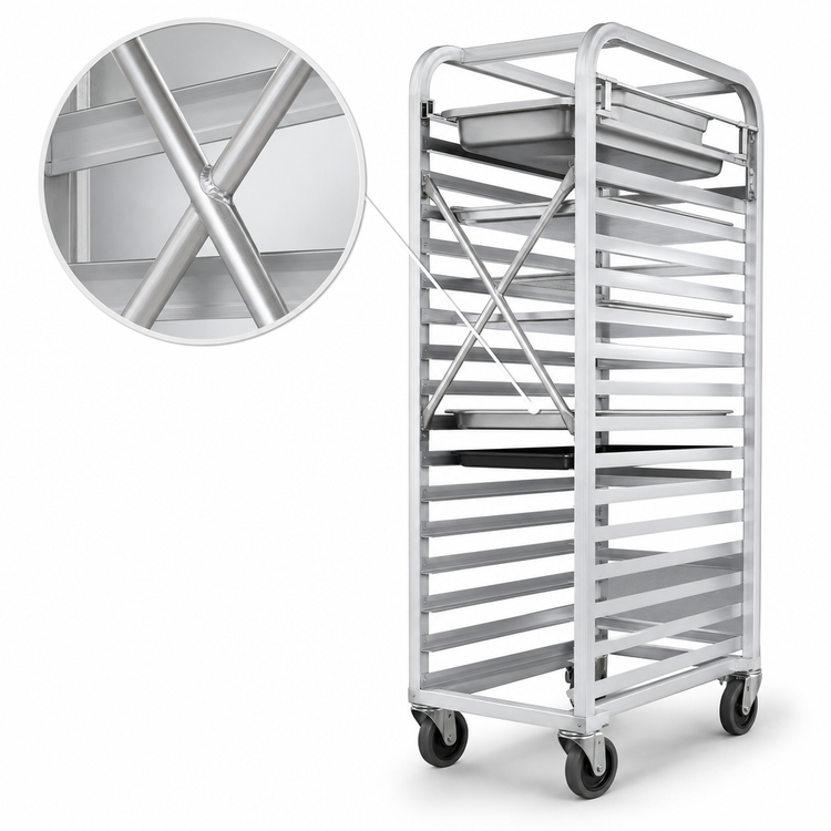 Product image #4 for Eagle Lifetime Series Heavy-Duty Stepped-Angle Roll-In Refrigerator Rack, 25 x 26 x 64 Inch, 3-Inch Slide Centers