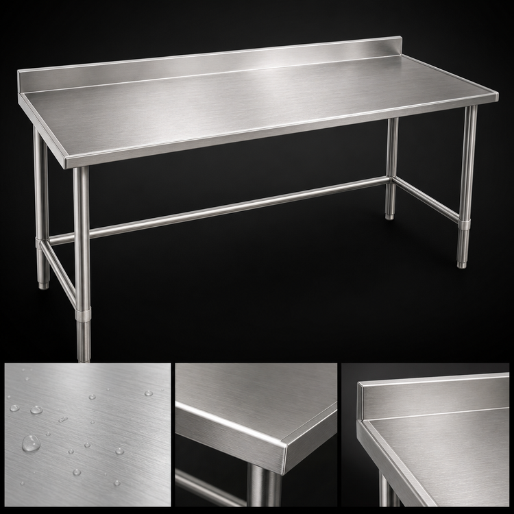 Product image #4 for Spec-Master Marine Series Stainless Steel Work Table with 4-1/2-Inch Backsplash, 84 x 24 Inches