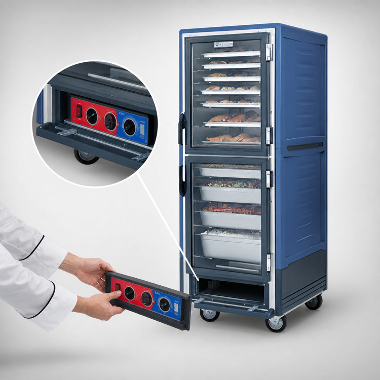 Product image #4 for Metro C5 3 Series Insulation Armour Full-Height Mobile Heated Holding & Proofing Cabinet, Low Watt, Blue, Dutch Clear Doors