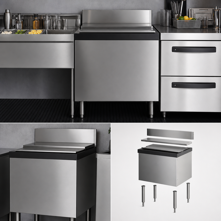 Product image #4 for Top Shelf TS Series Extra Capacity Stainless Steel 36-Inch Underbar Ice Bin/Cocktail Unit, 115 lb Capacity